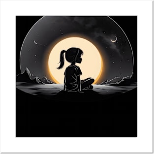 Lunar Eclipse Meditation Serenity Night Sky Contemplation Posters and Art